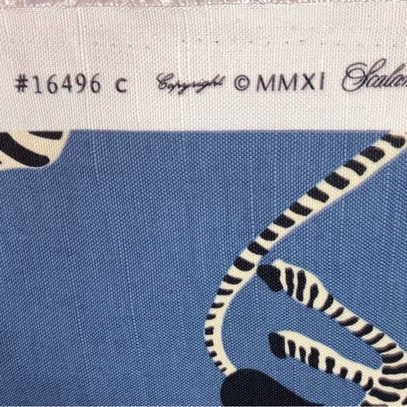 Scalamandre Whimsical Prancing Zebra Print Fabric, Denim 1 Yard - Picture 5 of 5